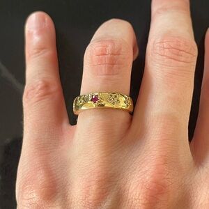 Gold and Red Gemstone Women's Ring